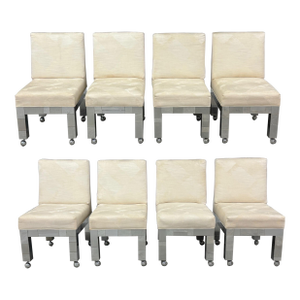 1970s Paul Evans Cityscape Chrome Dining Chairs - Set of 8