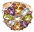 Bochic "Orient" Vintage Amethyst, Topaz & Green Peridot Ring 18K Gold & Silver For Sale