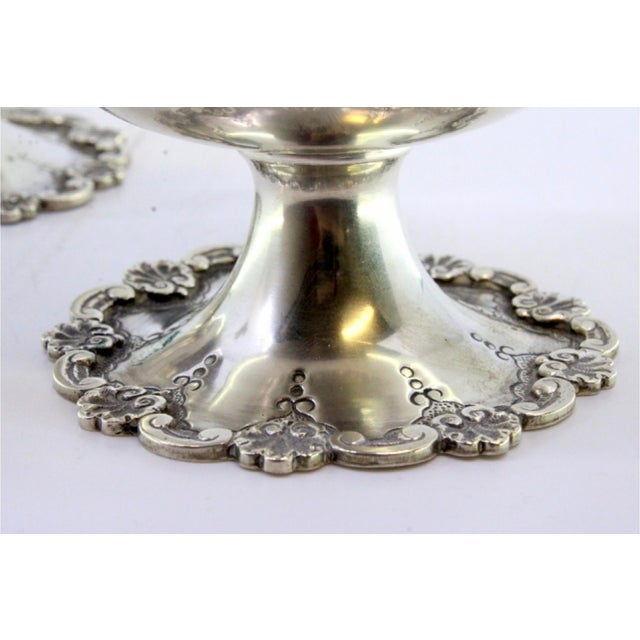 Silver Champagne Glasses with Base Reliefs and Shells, Set of 2 For Sale - Image 4 of 7