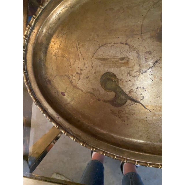 1970s Brass Decorative Serving Platter For Sale - Image 4 of 7