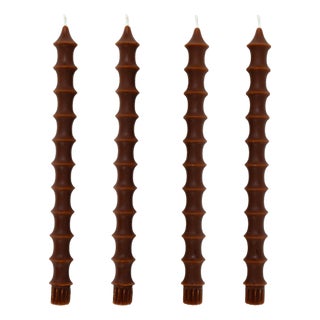 Bamboo Taper Candles - In Cocoa Mocha Set of 4 For Sale