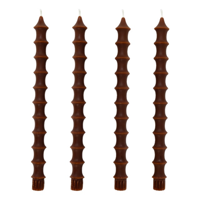 Bamboo Taper Candles - In Cocoa Mocha Set of 4 For Sale