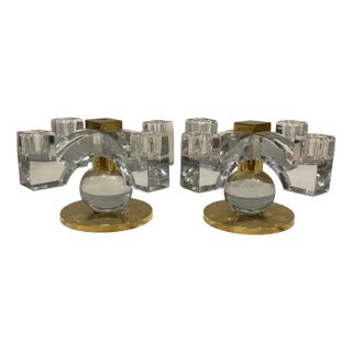 Baccarat Crystal Candelabras by Jacques Adnet, 1935, Set of 2 For Sale