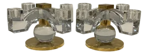 Baccarat Crystal Candelabras by Jacques Adnet, 1935, Set of 2