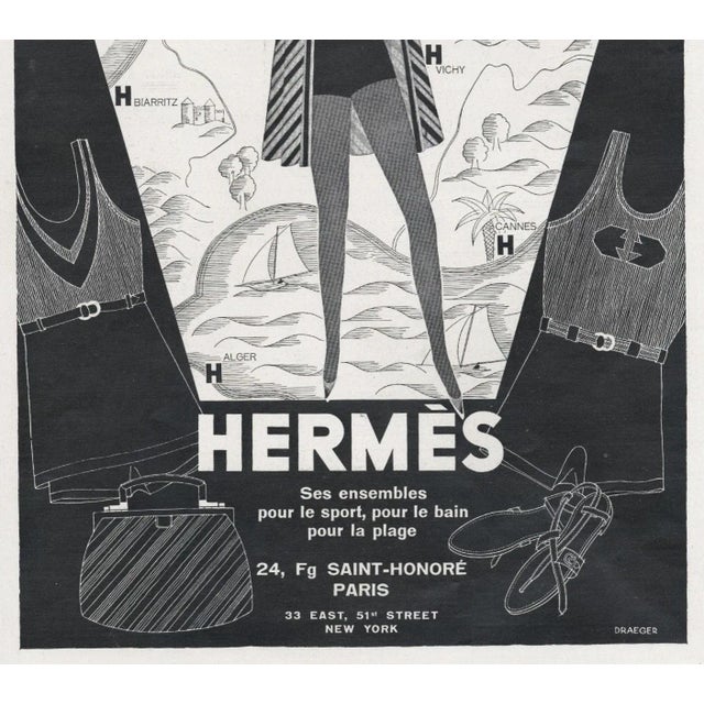1930 French Hermès Advertisement Print-Beachwear, | Chairish