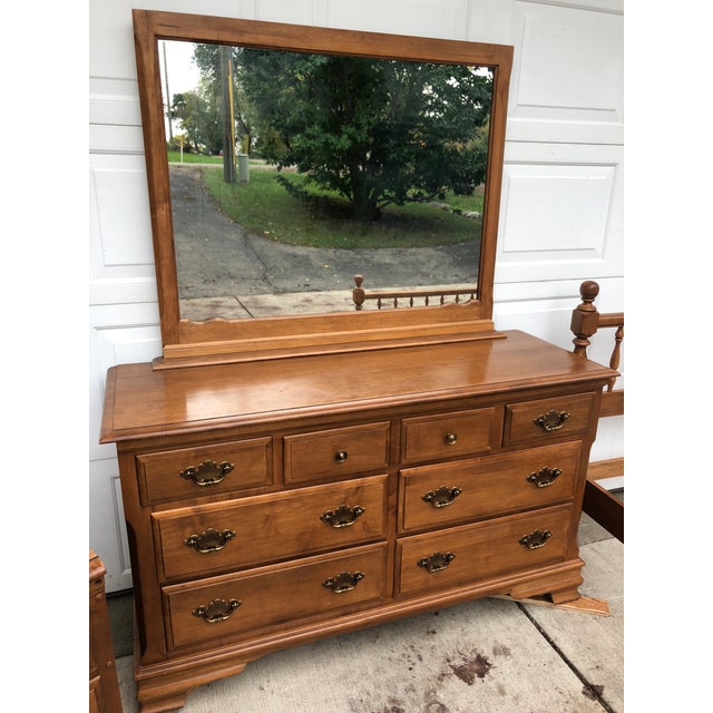 Heywood Wakefield Early American Maple Dresser & Mirror Chairish