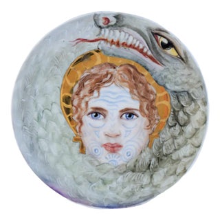 Hand-Painted Porcelain St. Marta Plate by Lithian Ricci For Sale