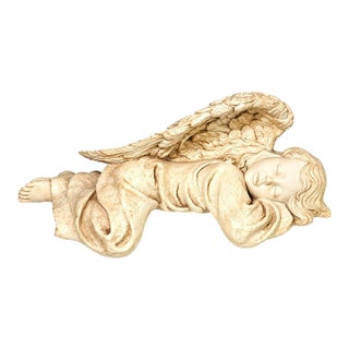 Late 20th Century Sleeping Angel Cherub Shelf Sitter Figurine Resin Angel Sculpture For Sale