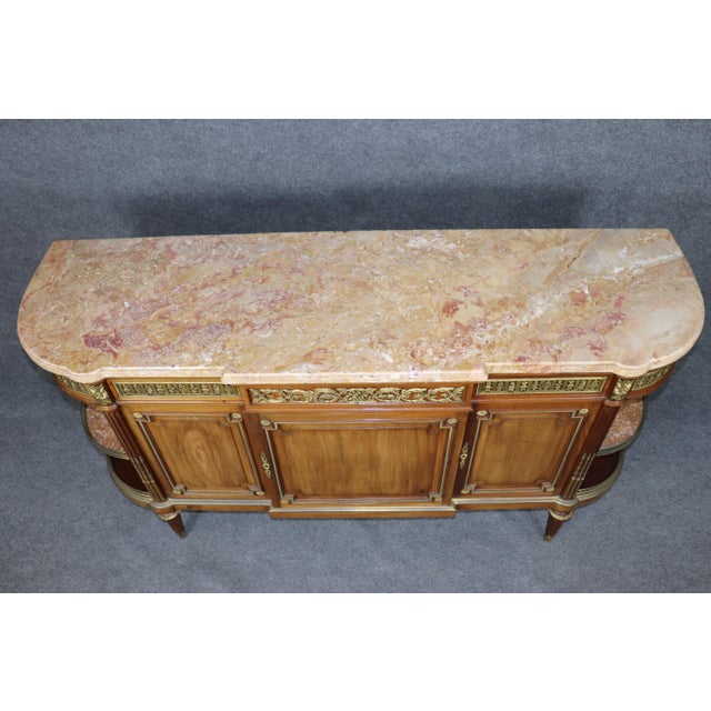 Late 19th Century Fine Quality French Louis XVI Bronze Mounted Sideboard Buffet Marble Shelves For Sale - Image 5 of 8