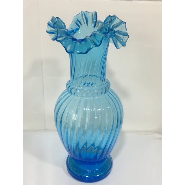 Mid-Century Modern Midcentury Biedermeier Style Glass Vase Light Blue For Sale - Image 3 of 6