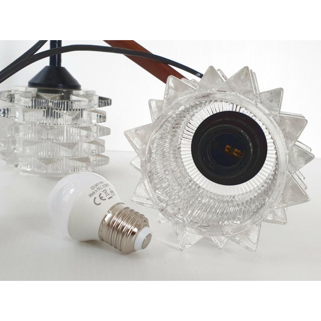 Wood Vintage Scandinavian Teak and Glass Pendant Light, 1960s For Sale - Image 7 of 8