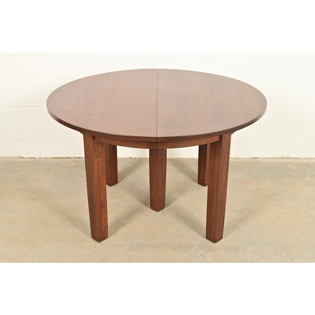 L. & J. G. Stickley Antique Mission Oak Arts & Crafts Extension Dining Table, Newly Refinished For Sale - Image 13 of 13