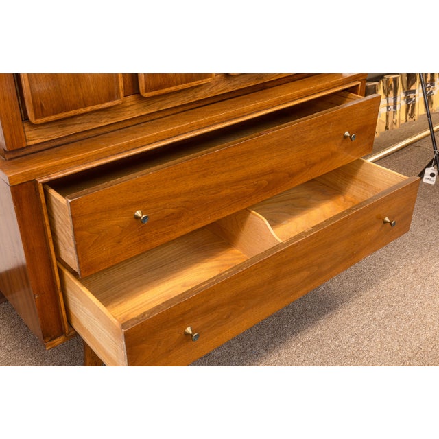 Vintage Kent Coffey Insignia Highboy Walnut Wood Mid Century Dresser Cabinet For Sale - Image 11 of 11