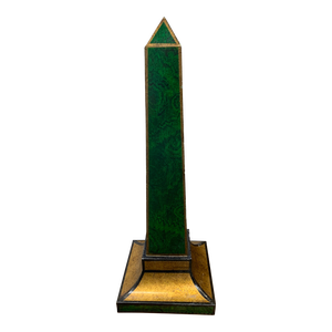 Vintage Hand Painted Faux Malachite Tole Obelisk