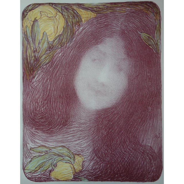 Edmond aman jean (1858-1936) under the flowers, 1897 original lithograph (champenois printing house) signed in the plate...