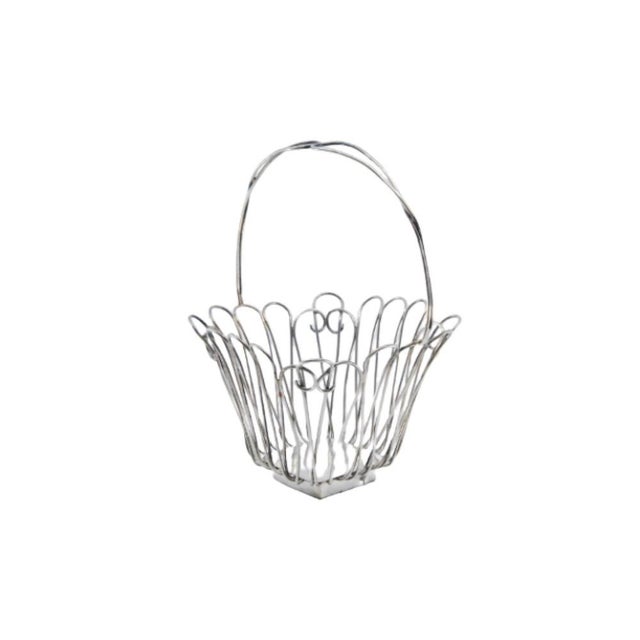 Silver Wire Basket with Hinged Handle, in Very Good conditions. Designed 1890 to 1919 This piece has an attribution mark,...