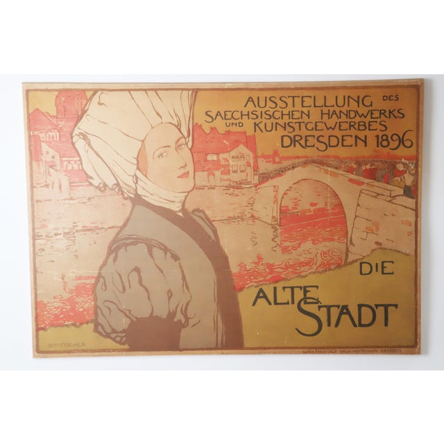 Art Nouveau Exhibition Poster of Saxony by Otto Fischer, Dresden, 1896 For Sale - Image 6 of 18