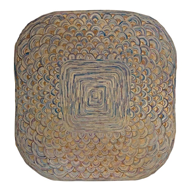 Charming Antique American Hooked Rug With Special Geometric Pattern For Sale