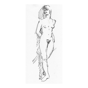 1970s Hayward Cirker Standing Female Nude Drawing