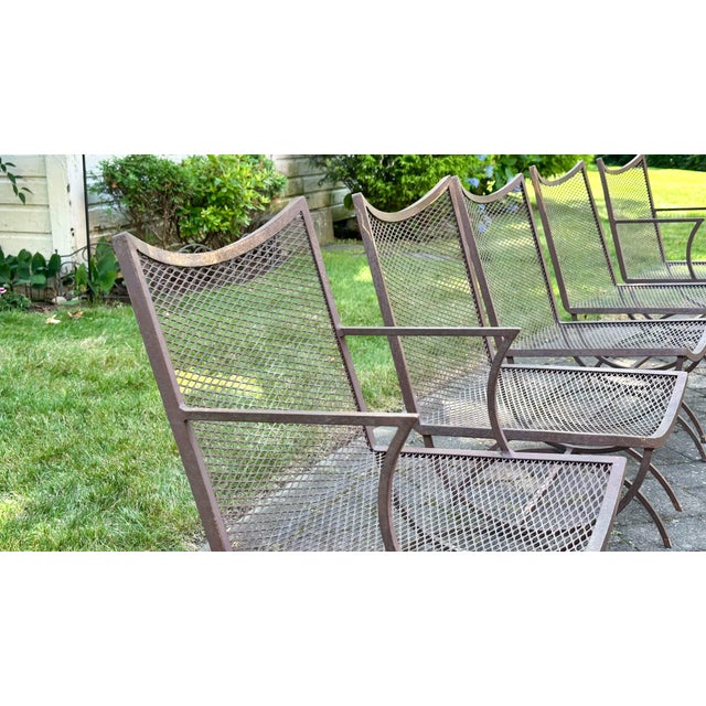 1960s Mid-Century Bob Anderson Wrought Iron Mesh Patio Chairs - 5 Pieces, Attributed For Sale - Image 5 of 16