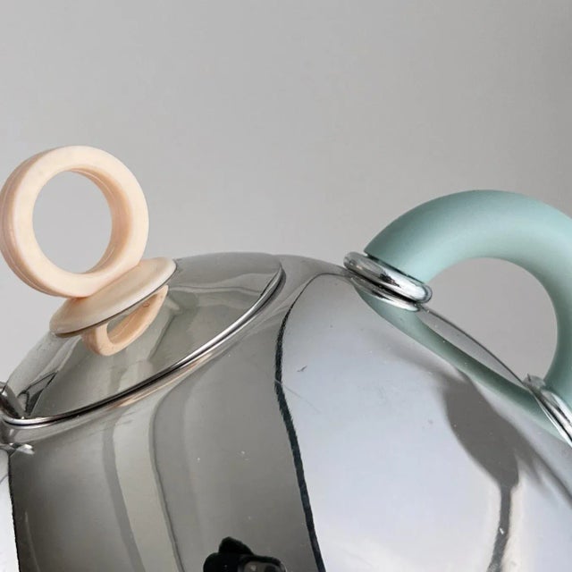 2000 - 2009 Vintage 2000s Postmodern Wear Stainless Steel Coffee Serving Set With Creamer, Sugar, Spoon, & Round Glass Tray by Michael Graves For Sale - Image 5 of 10