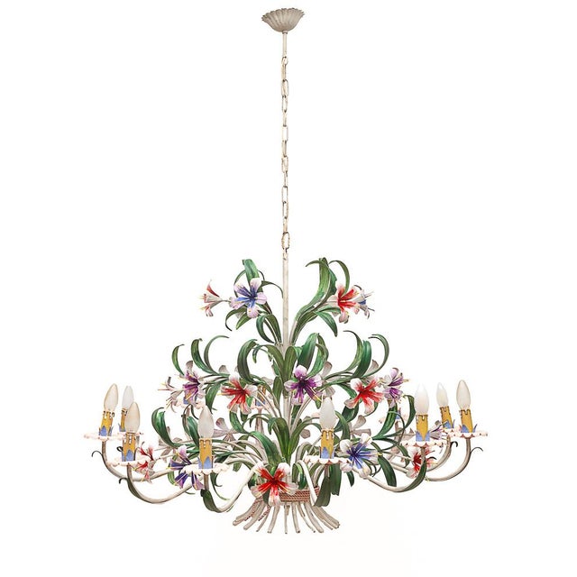 Metal Florentine Chandelier with Twelve Lights, 1970s For Sale - Image 7 of 7