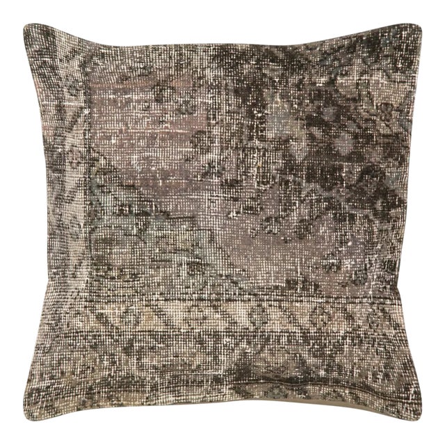 1960s Overdyed Turkish Oushak Pillow 24" X 24" For Sale