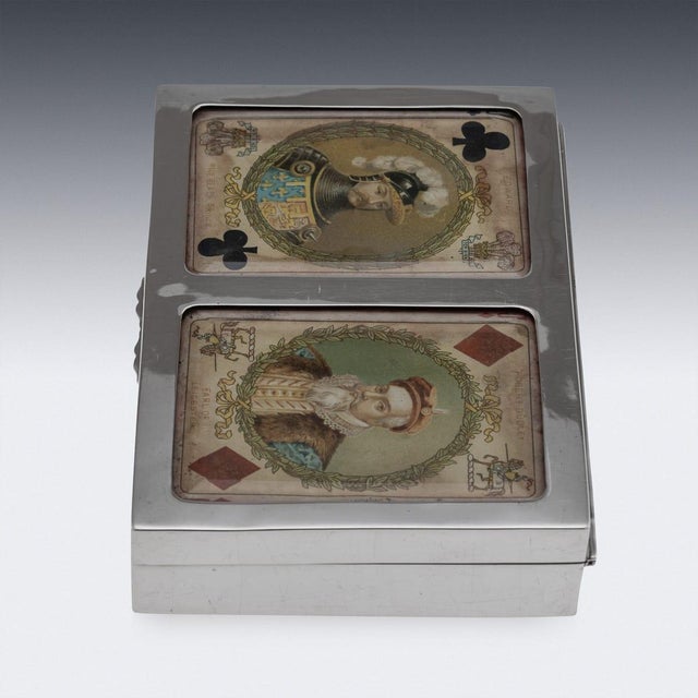 Antique Edwardian Silver and Glass Playing Cards Box, 1902 For Sale - Image 3 of 18