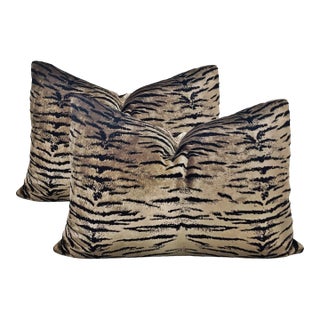 Animalia 14" X 24" Velour Velvet Pillows - A Pair For Sale