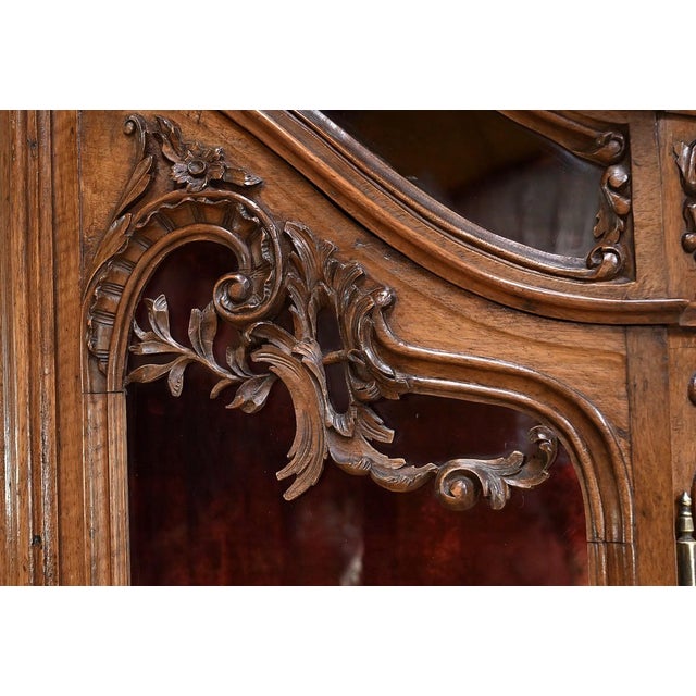 Rocaille Style 2-Body Display Case in Walnut, Liège, Belgium, Late 19th Century For Sale - Image 9 of 18