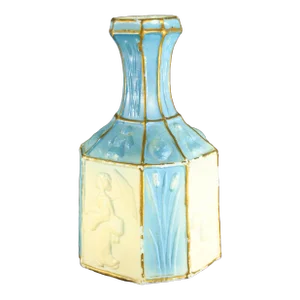 Eapg 1880's Victorian Milk Custard Glass Chinoiserie Pattern Barber Bottle Vase