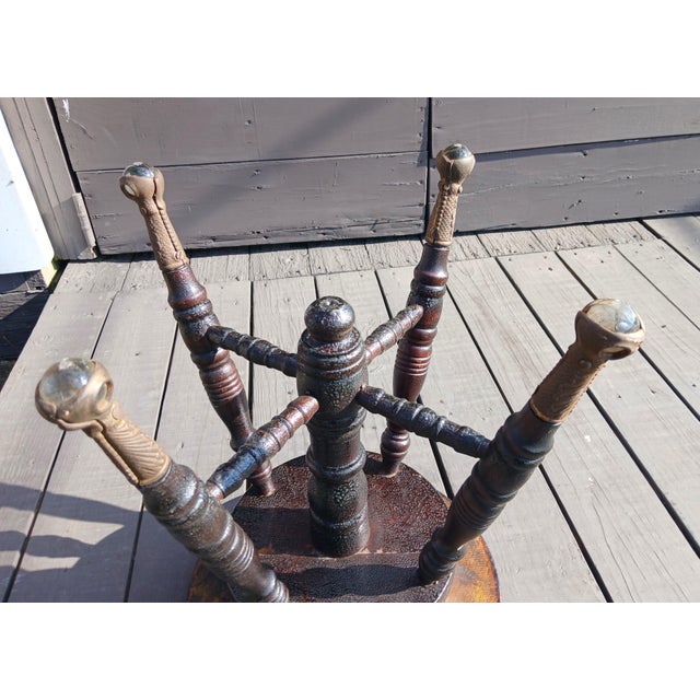 Early 1900s Antique Chas Parker Meriden Ct Mahogany Organ or Piano Stool Iron With Glass Feet For Sale - Image 14 of 18