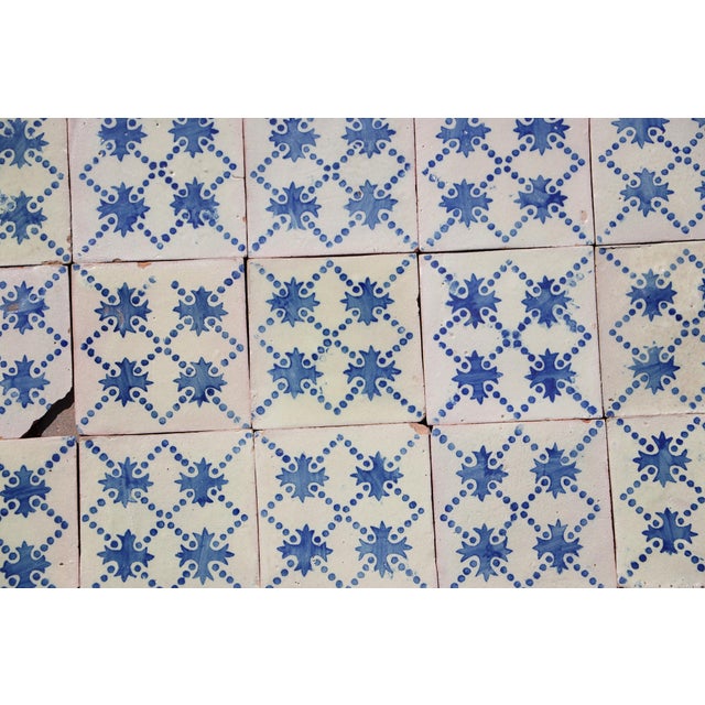 19th Century Portuguese Quatrefoil Tiles Set of 25 Blue & Antique White Decorative For Sale - Image 13 of 16