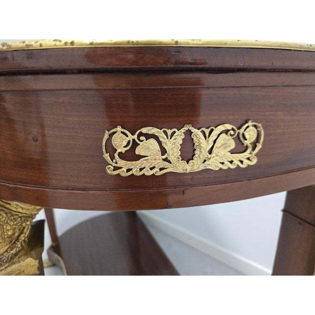 French Empire Demi-Lune Console Table with Gilt Bronze and Gilt Caryatids, 1810s For Sale - Image 11 of 17