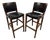 Walnut Wood + Black Leather Bar Stools, Pair For Sale