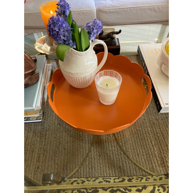 Hand Painted Lacquered Scallop Tray Orange For Sale - Image 9 of 12