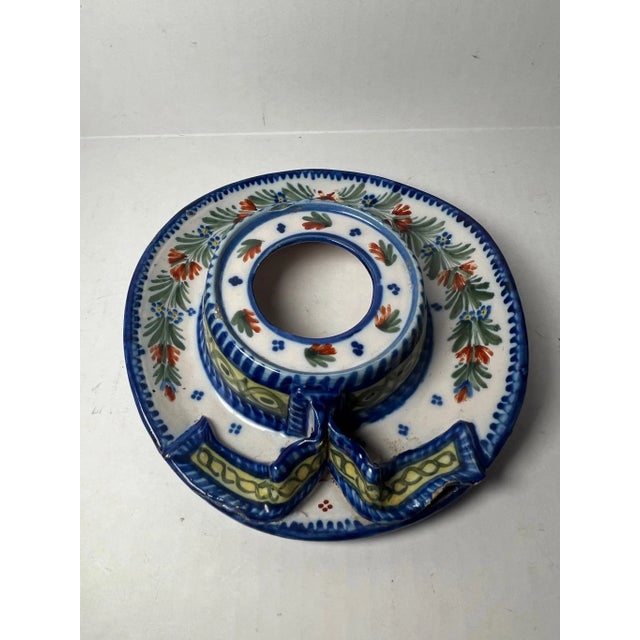 Henriot Quimper Antique Quimper Hat Shaped Inkwell, French Faience For Sale - Image 4 of 7