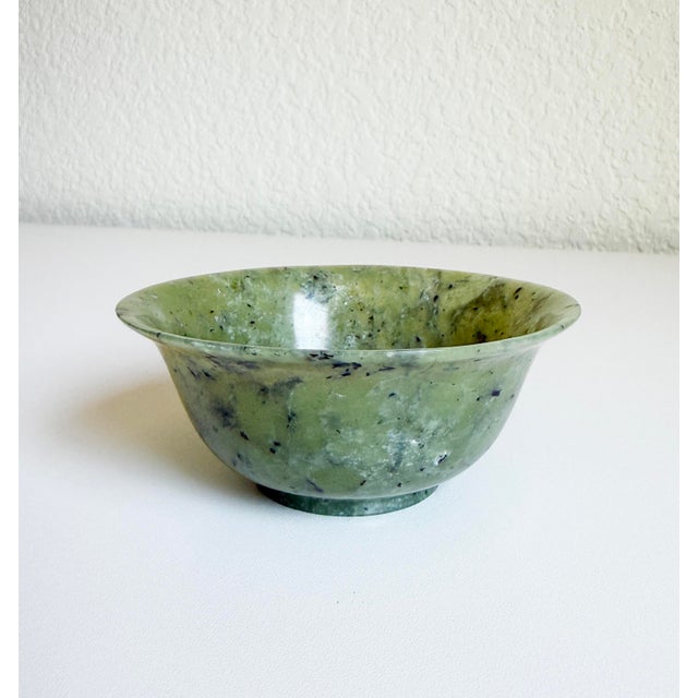 Chinese Spinach Jade Bowl, Mid 20th Century For Sale In Sacramento - Image 6 of 11