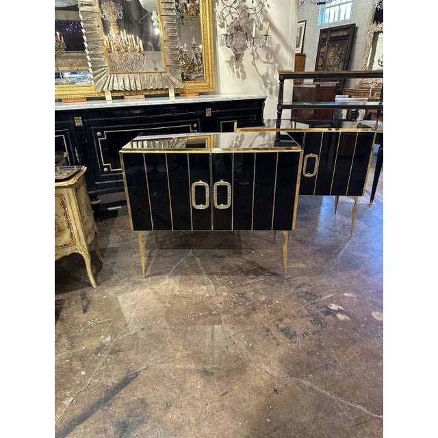 Murano Black Glass and Brass Side Cabinet For Sale - Image 10 of 10