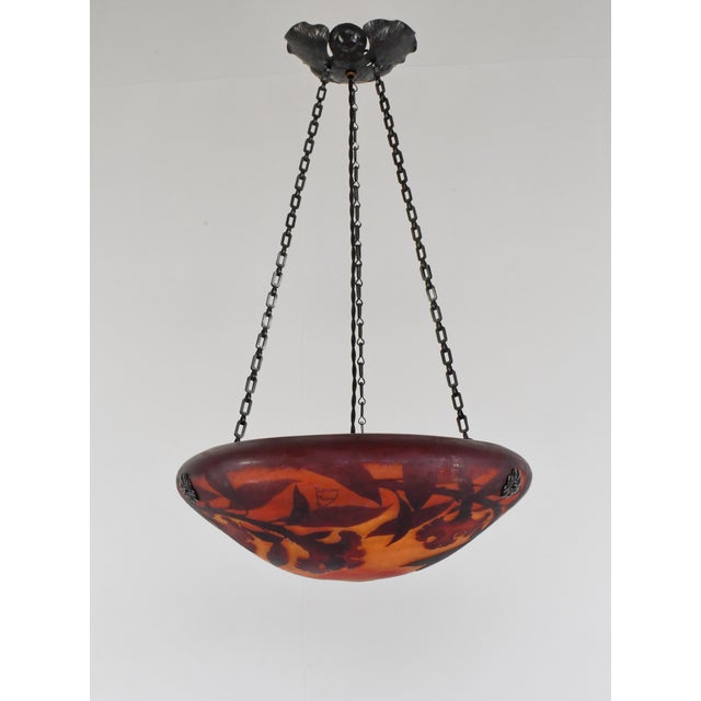Daum French Art Deco Pendant Light by Daum & Majorelle - 1925 Cameo Chandelier France For Sale - Image 4 of 14