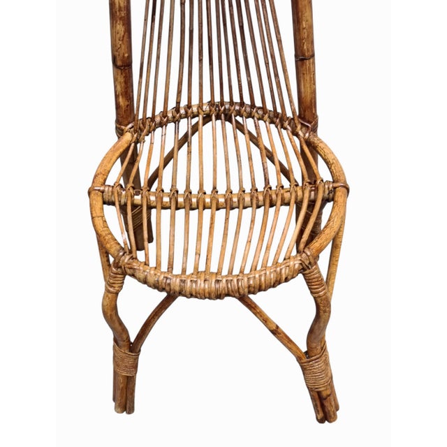 1960s Bamboo and Rattan High Back Chair, 1960s For Sale - Image 5 of 7