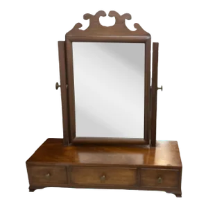 Vintage Traditional American Style Mahogany Table Top Vanity / Shave Mirror