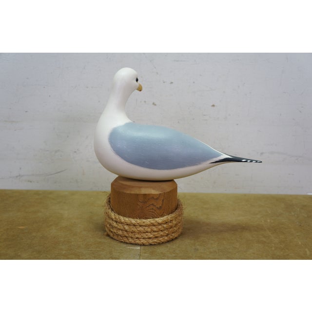 Vintage Lynda C. Bryan Hand Carved Pine Wooden Wildlife Herring Gull Sculpture For Sale - Image 13 of 14