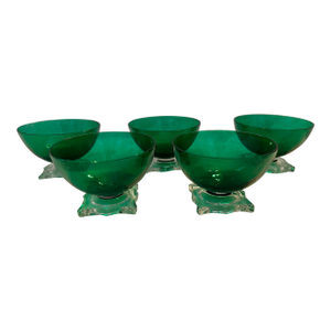 Seneca Handblown Crystal "903 Green" Sherbet Cup-Set of 5