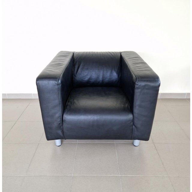 Vintage Black Leather Armchair For Sale - Image 5 of 7