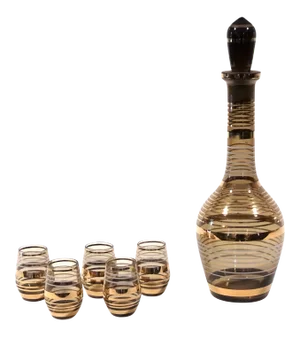 Vintage Banded Carafe and Shot Glass Set
