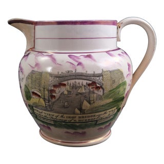 Pink Splash Lustre Jug, Sunderland, 1859 For Sale