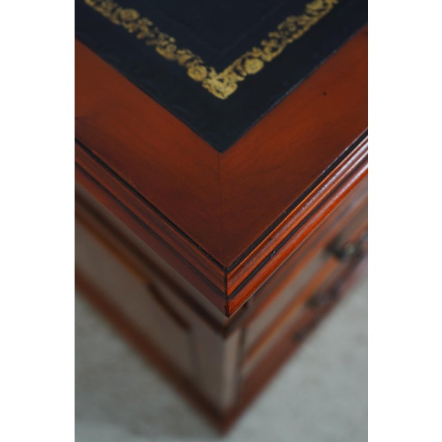 Reprodux English Style Leather Top Yew Wood Desk For Sale - Image 12 of 18