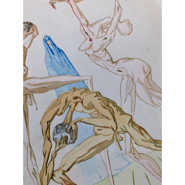 Salvador Dali, Divine Comedy Inferno 26 / The Inhabitants of Prato, 1960, Woodcut For Sale - Image 4 of 9