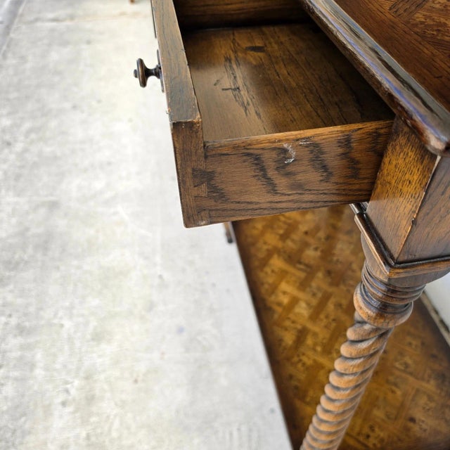 Theodore Alexander Burl Parquetry Console Table With 4 Drawers For Sale - Image 12 of 18
